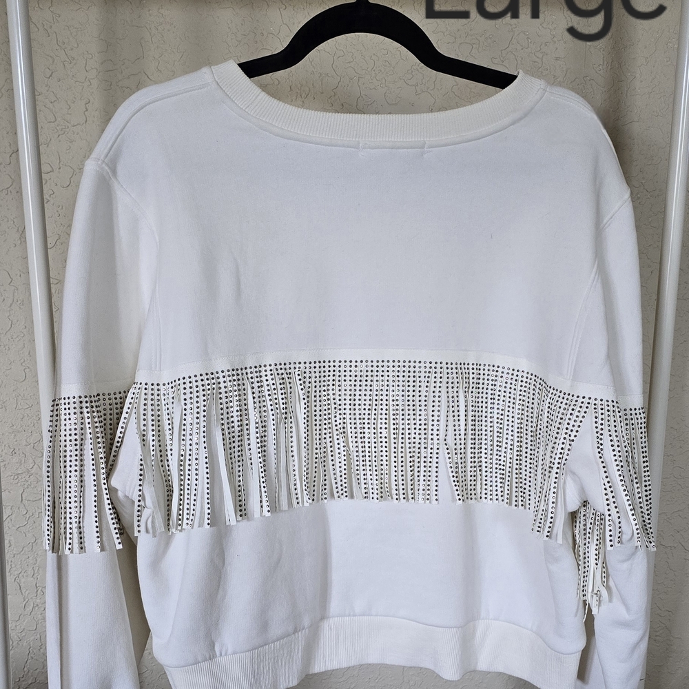 Women's White Fringe Top